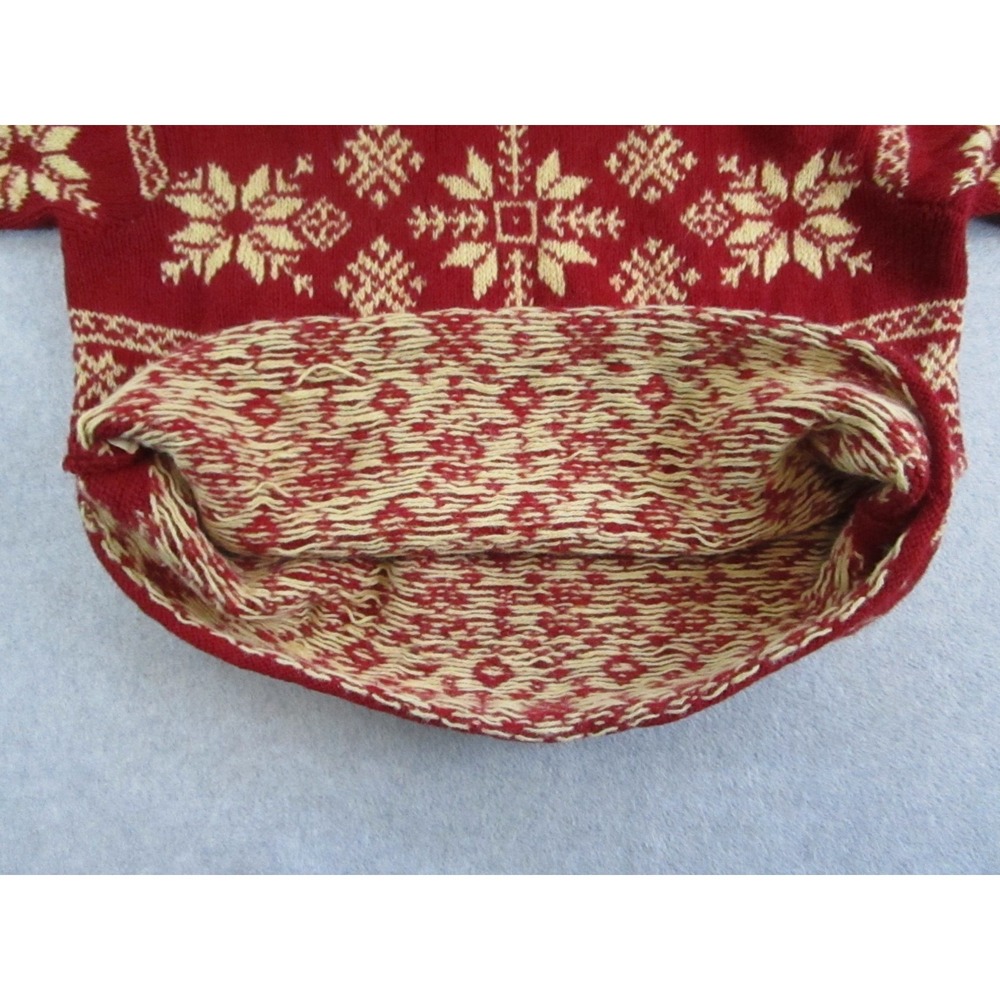 J. CREW  Sweater Mens XL Red Oarsman Snowflake Fair Isle Nordic Hand Knit - Picture 9 of 9